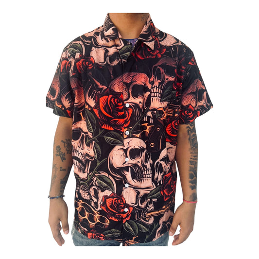 Camisa Craneos y Rosas